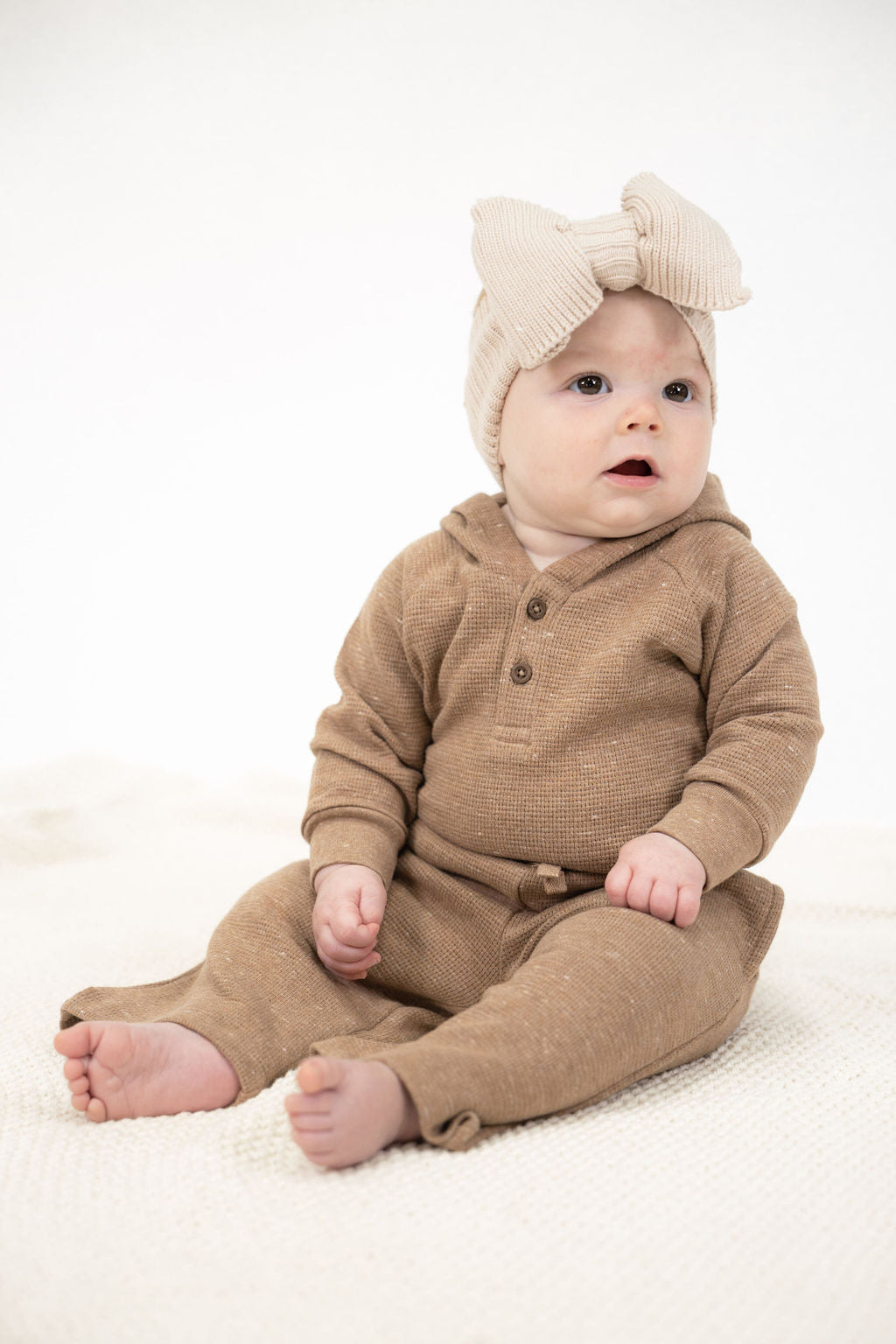 Cinnamon Waffle Knit Straight Leg Pants