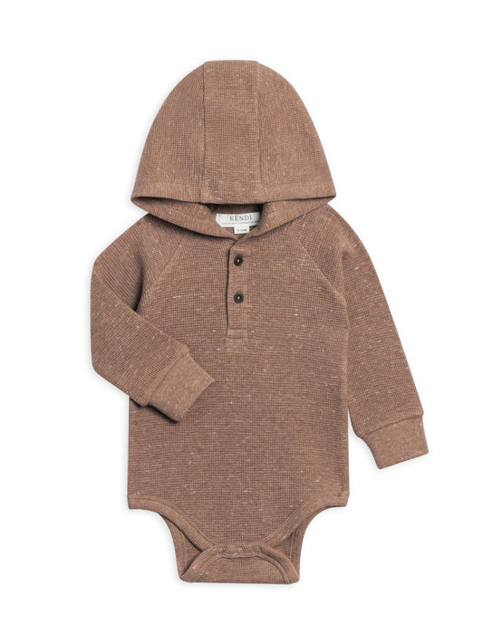 Cinnamon Waffle Knit Hooded Bodysuit