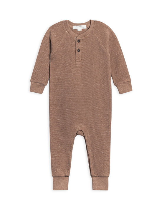 Mocha Waffle Henley Romper