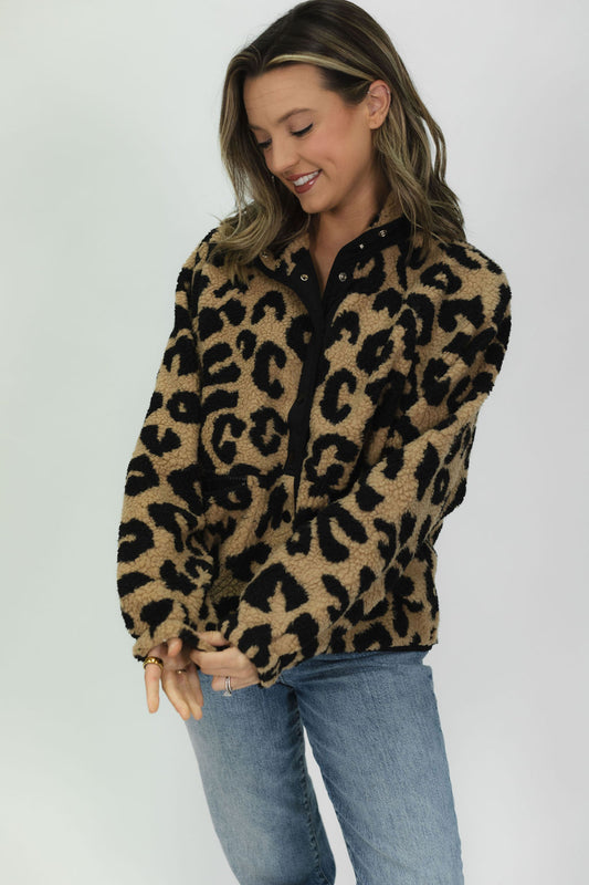 Leopard Print Sherpa Jacket