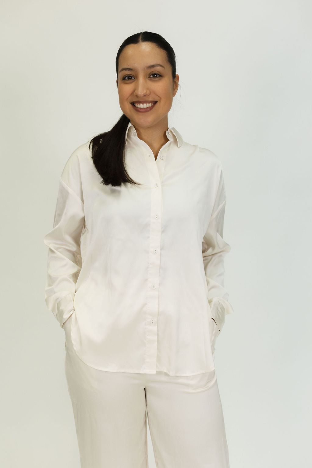 Ariann Satin Button Down Top