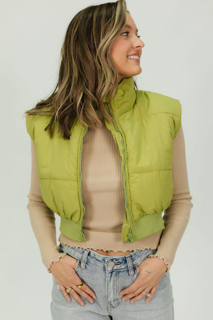 Zip Up Cropped Puffer Vest