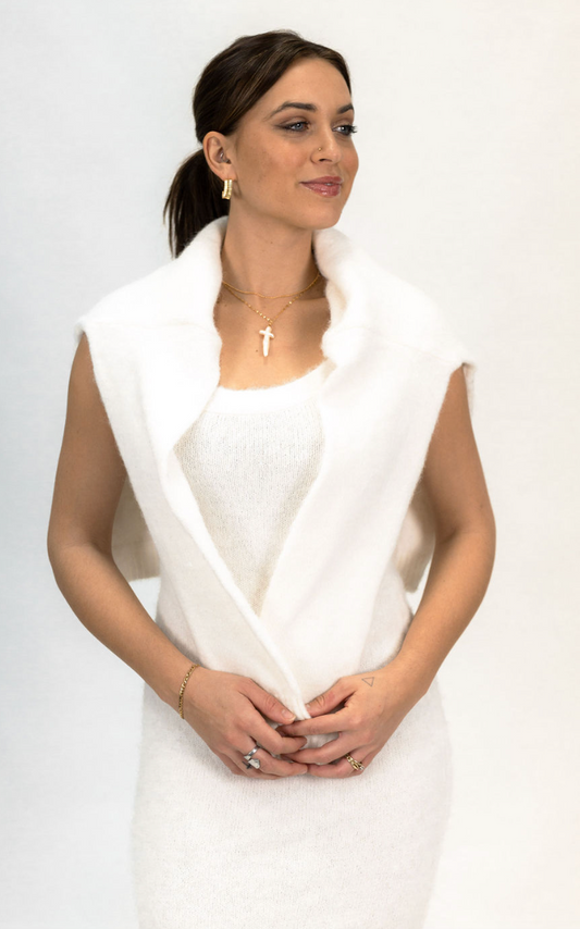 Cream Knit Dress with Oversized Sweater