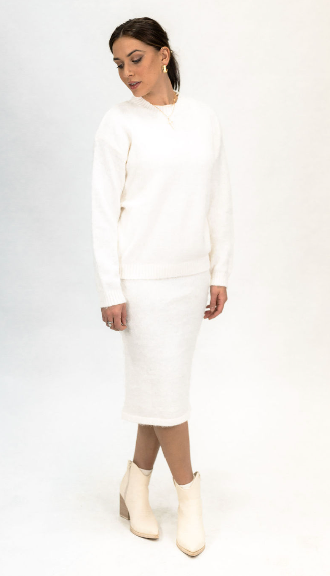 Cream Knit Dress with Oversized Sweater