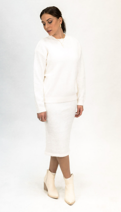 Cream Knit Dress with Oversized Sweater