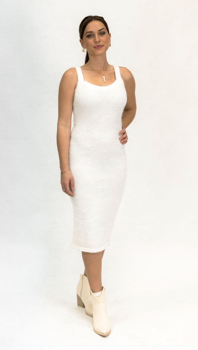 Cream Knit Dress with Oversized Sweater