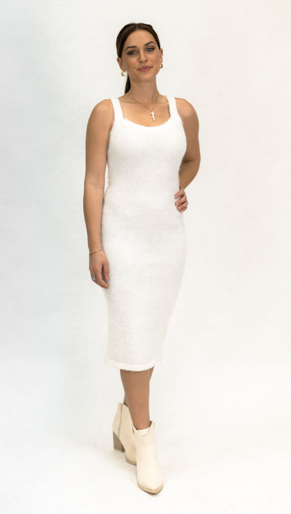 Cream Knit Dress with Oversized Sweater