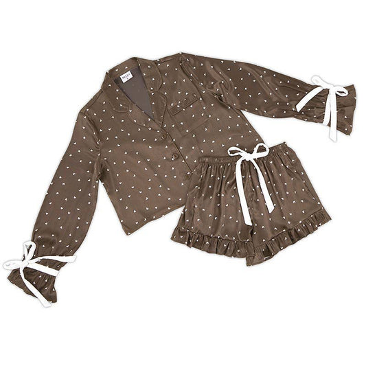 Brown Hearts Short Pajamas